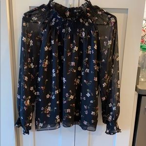 High neck sheer floral top